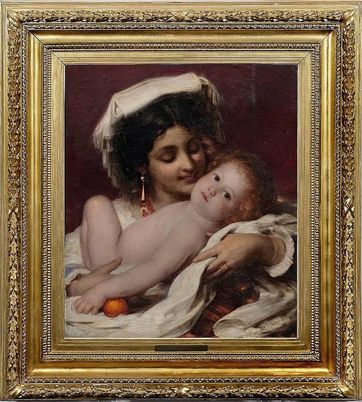 Donna italiana con il suo bambino in braccio